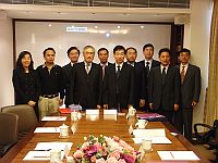 A 6-member delegation led by Prof. Zhang Yulin (6th from left), President of National University of Defense Technology meets with Prof. Lawrence J. Lau (4th from left), Vice-Chancellor, Prof. Xu Yangsheng (5th from left), Associate-Pro-Vice-Chancellor of the Chinese University of Hong Kong